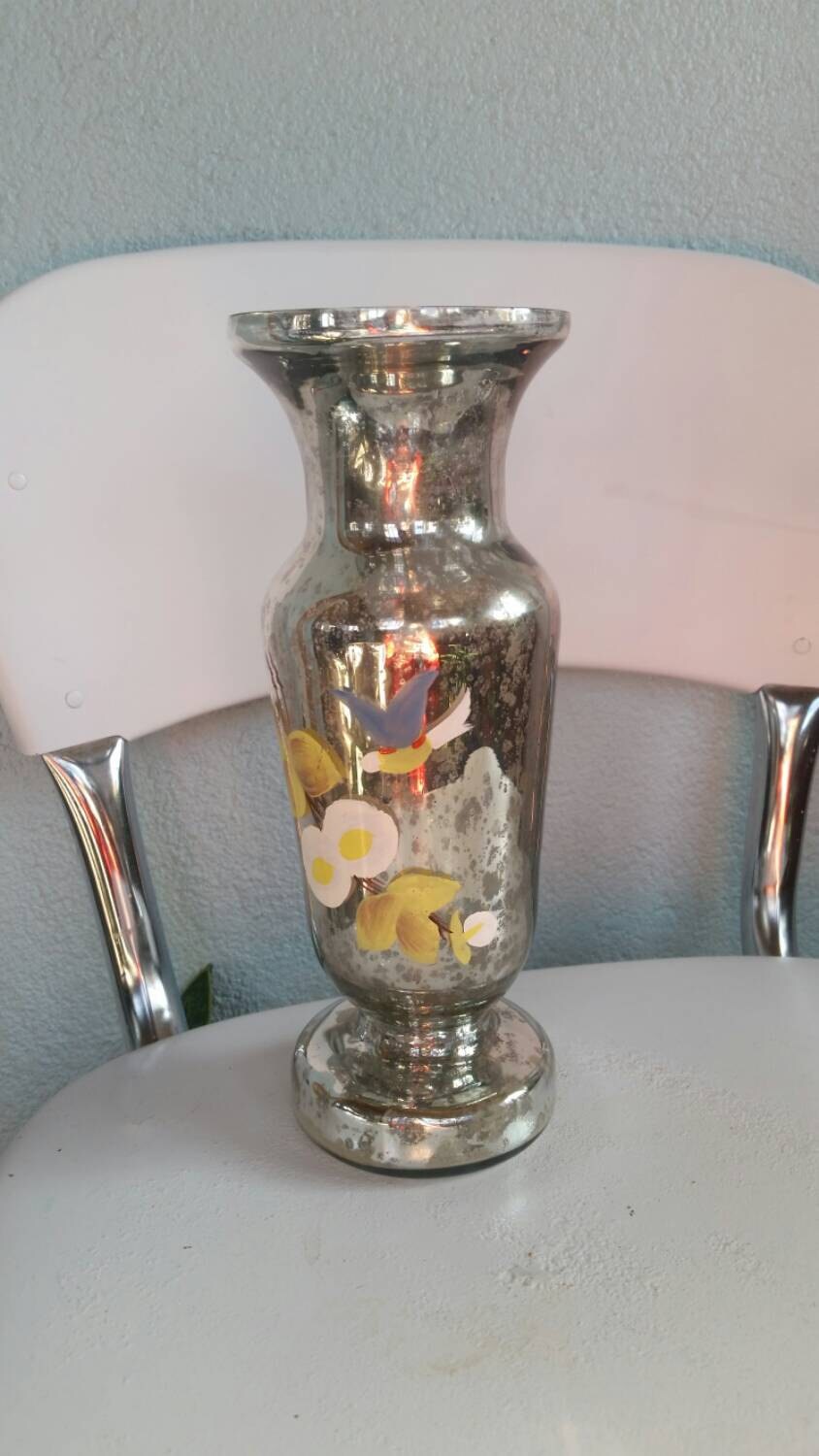 Vintage mercury glass vase with flower and by TheMountainMaiden