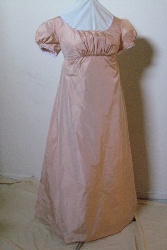 Regency SILK Dress, Ball Gown. Jane Austen. Peach/Cream 100% Silk ...