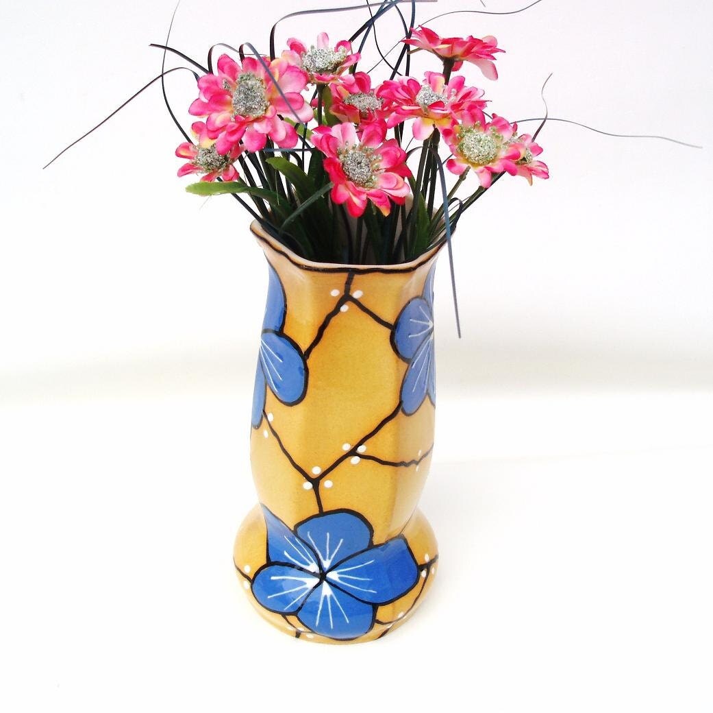 Vintage Czechoslovakia Vase Hand Painted Czech by WhimzyThyme