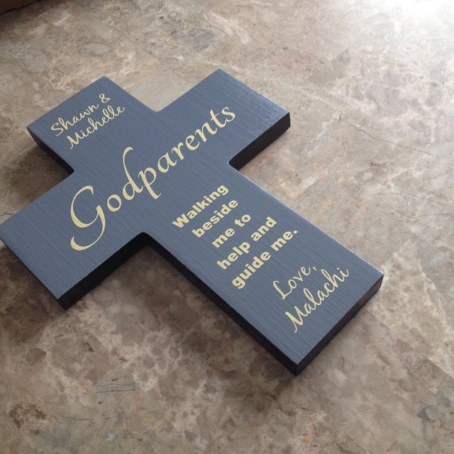 Godparent gift personalize Wall Cross Handmade from pine
