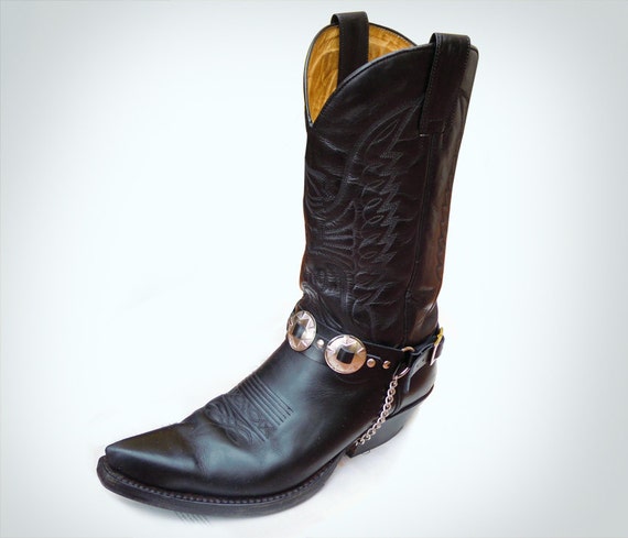 mens leather boots with straps