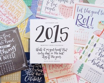 2015 Inspirational Desk Calendar - Handlettered Quote Calendar