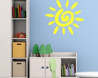 Kids Sun Wall Sticker, Sun Wall Decal, Sun Wall Art, Sun Wall Transfer, Childrens Wall Stickers, Nursery Wall Decals - PI031