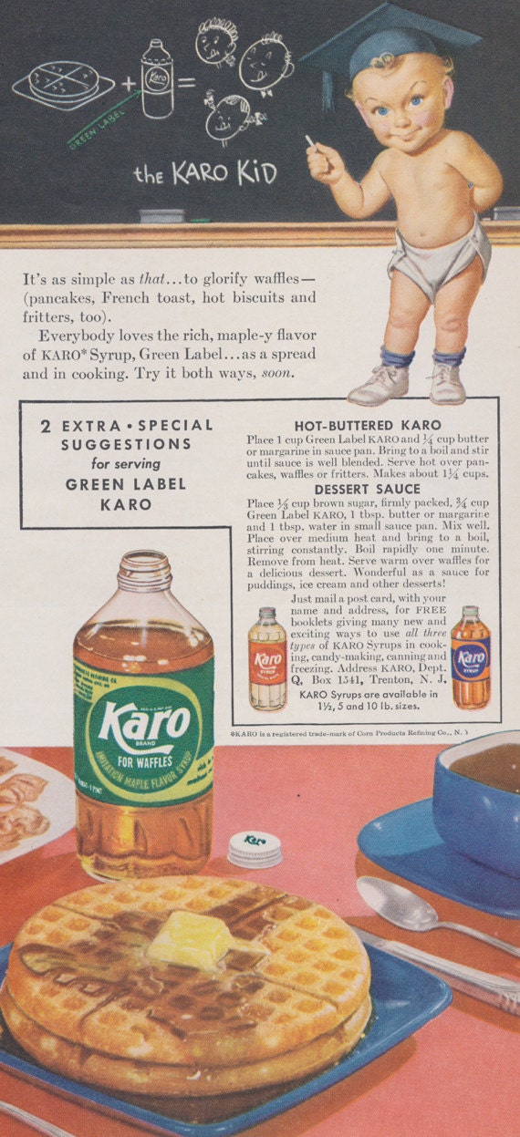 Karo Syrup Ad Waffle Baby Karo Kid Vintage by on Etsy