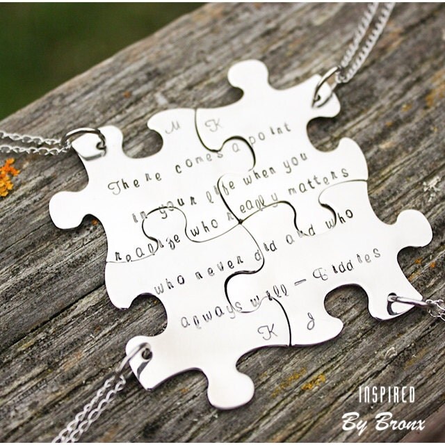 Puzzles Necklaces for 4 friends best friends personalized