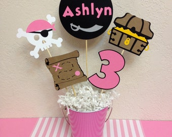 Girls Pirate Party Birthday Centerpiece - Izzy Pirate Centerpiece