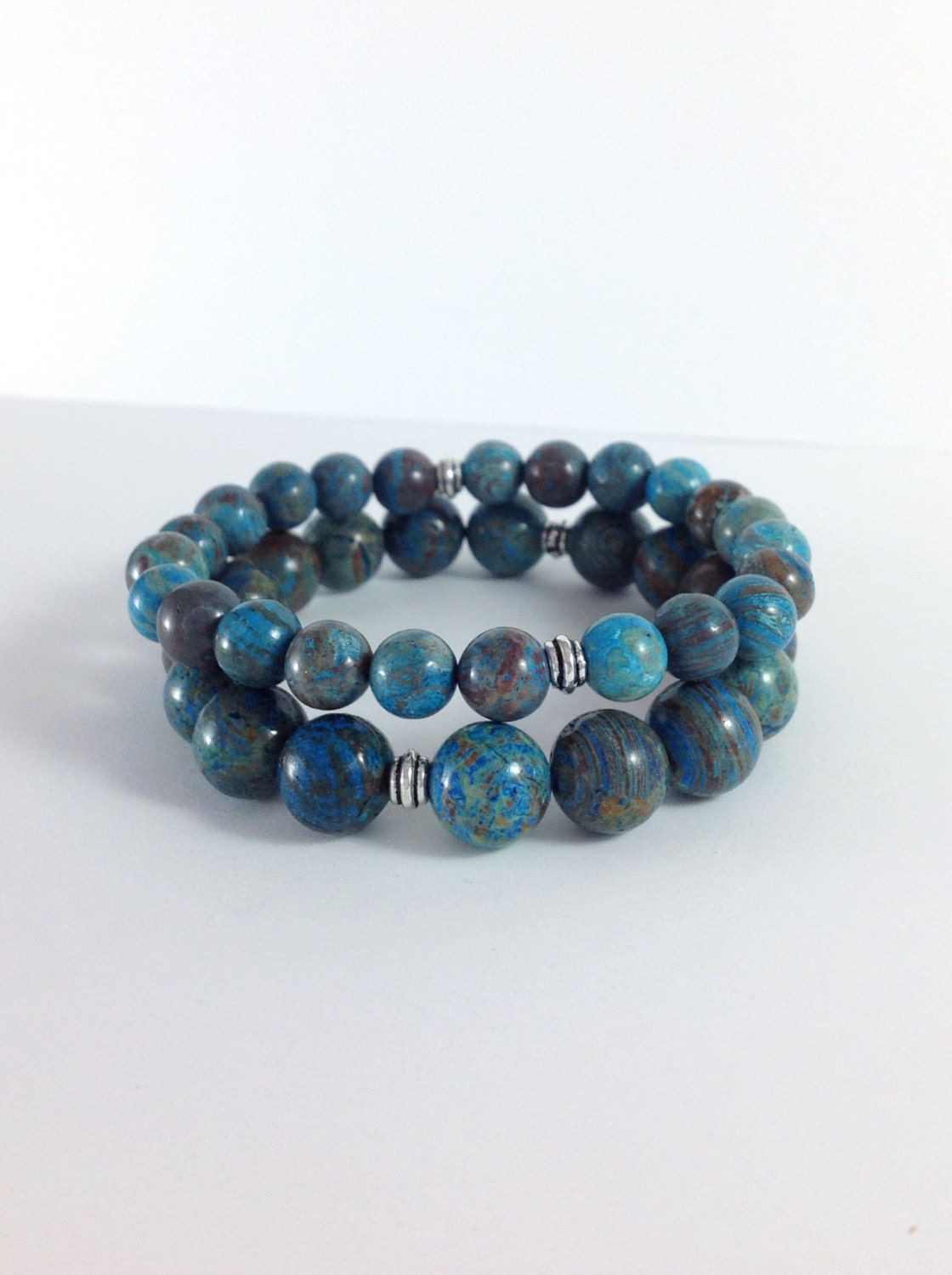 Blue Sky Jasper Bracelet Brown & Blue Stone by GemsByKelley