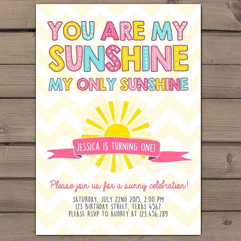 You are my sunshine Birthday invitation Sunshine birthday