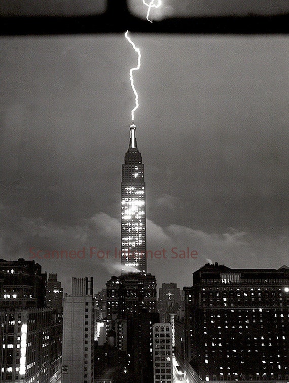 1954 Empire State Building Struck By Lightning New York 