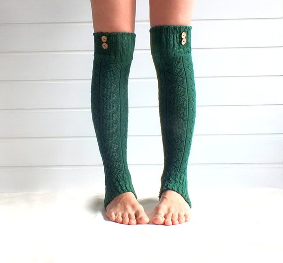 Legwarmers in GREEN with buttons leg warmers dark by AnkaAndMaia