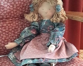 Hand Made Rag Doll, Vintage Cloth Rag Doll, Fabric Doll, Farmhouse, Country Doll