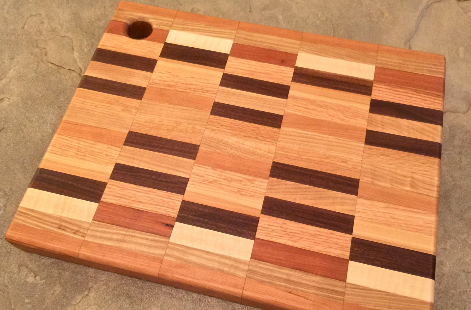 Handcrafted Wood Cutting board. Red oak curly maple by CMGcustoms