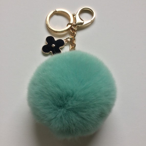 keychain green pom pom Candy fur Green fur Rabbit ball keychain pom with pom REX pom pom