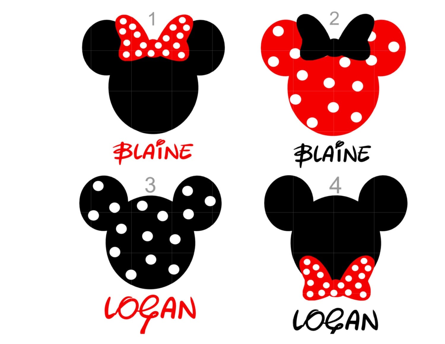 Iron On Polka Dot Mickey/Minnie Mouse