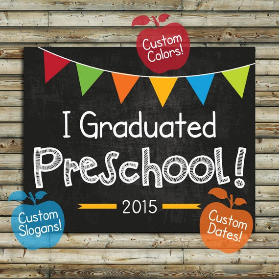 Items similar to I Graduated! 2015 Chalkboard Printable | Preschool ...