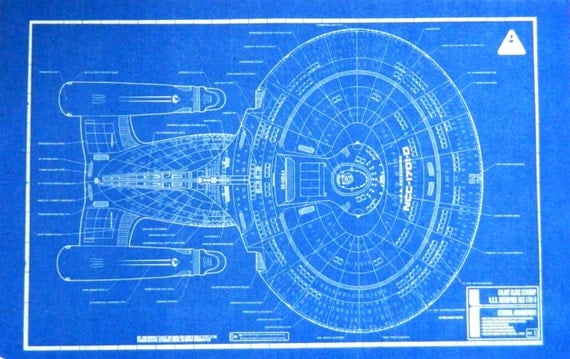 Star Trek Enterprise 1701-D Top View Blueprint by BlueprintPlace2