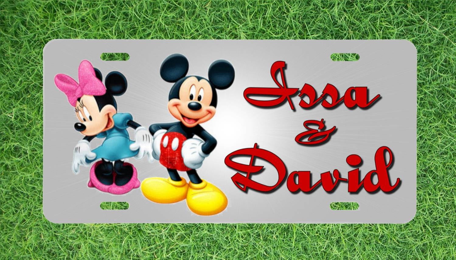Minnie and Mickey Mouse License Plate Car Tag Or by FastNFunTags