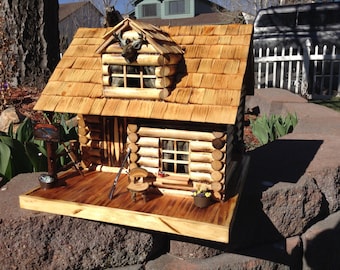 Custom Hand Made Miniature Log Cabin / Birdhouse