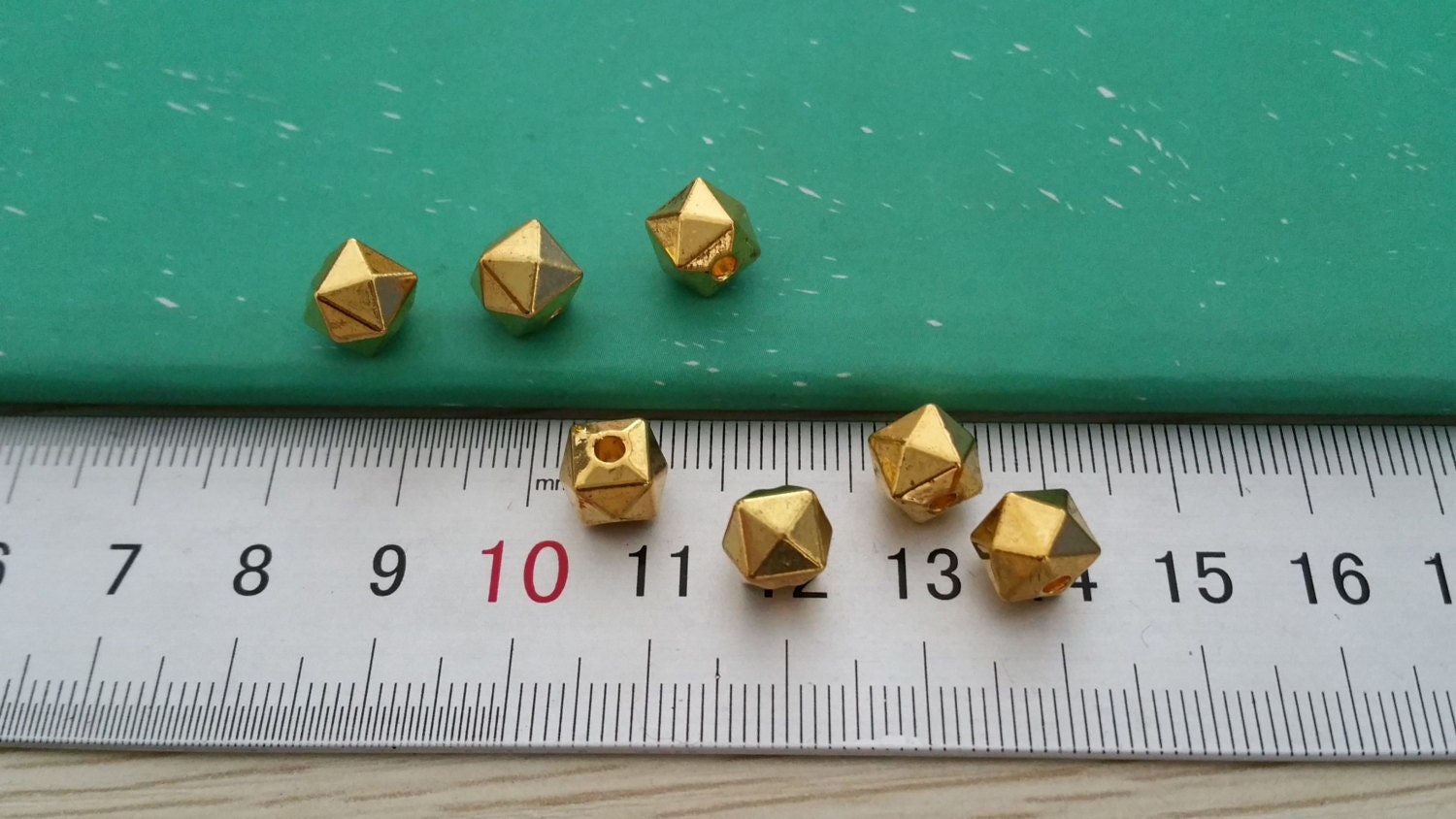 25Pcs Bright Gold Faceted Geometric Beads,CCB  Beads, Geometric Jewelry,Do it Yourself Geometric necklace 7x7mm A346