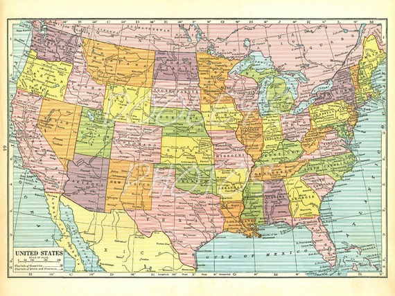 Items similar to Vintage 1940 United States Map - Instant Digital ...