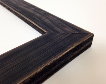 BLACK Rustic Wood Picture Frame, Reclaimed Distressed Wood - All Wood - 4x6, 5x7, 8x10, 11x14, 16x20, 18x24, 24x36 + Custom Frame Sizes
