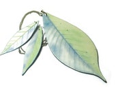 Set of jewelry: leaf-shaped pendant and earrings