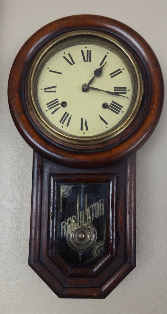 Antique Japanese Regulator Round School House Clock