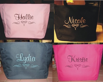 1 Personalized Tote Bag Monogram Bridesmaid Gift Wedding Teacher FRIEND SHOWER Personalized Embroidered