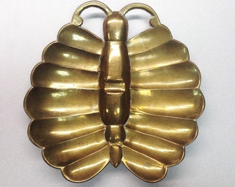 Large Brass Butterfly Ashtray