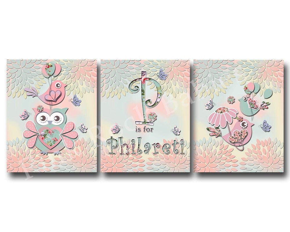pink owl nursery decor kids room wall decor baby girl room