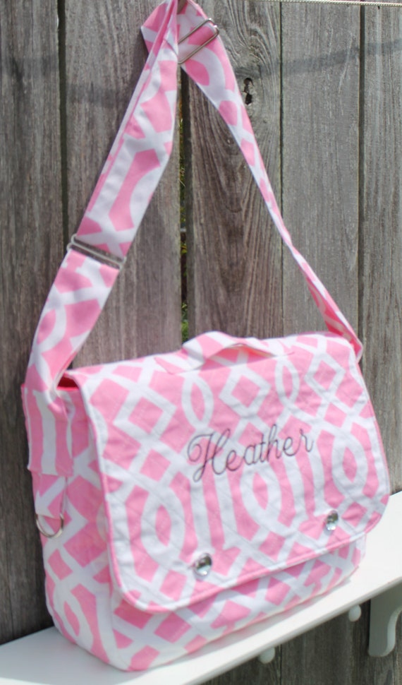 Custom Made Quilted and Embroidered Fabric Messenger Bag