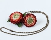 Russet crochet set, flowers set, crochet pendant, crochet ring, flower pendant, flower ring, russet flower