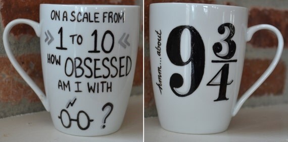 Items similar to Harry Potter Mug - Hand Painted - How Obsessed Am I ...