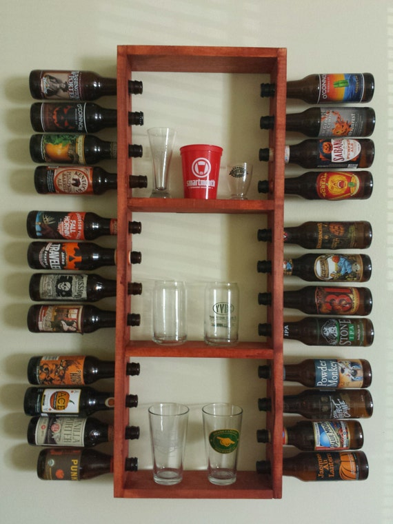 Items similar to Wooden Wall Hanging Beer Bottle Rack