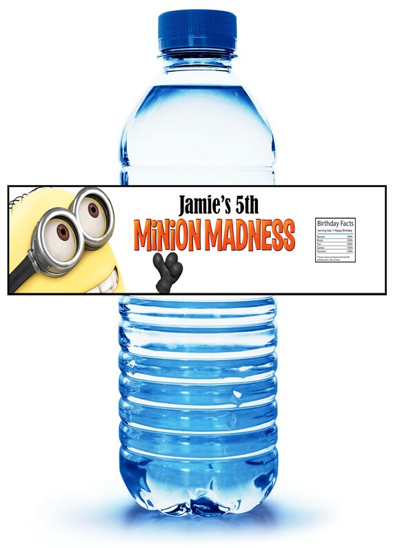 Despicable Me/ Minion Water Bottle Label by LetsPrintAParty4U