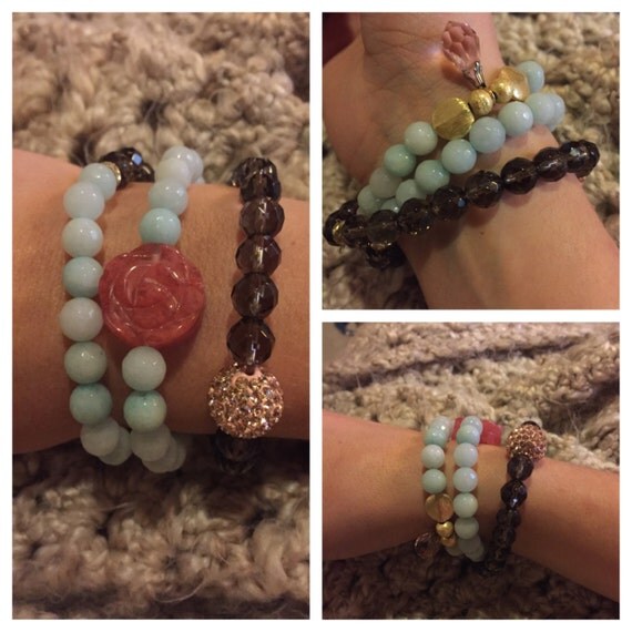 Rose Gold Gemstone Wrap Bracelet by BlahBlahBeads on Etsy