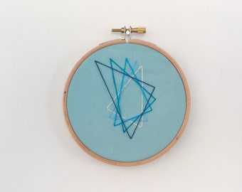 Geometric triangle design hoop embroidery