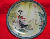 Beautiful Plate 8 inch--WOMAN with fan and Butterflies ASIAN