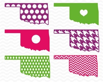 Oklahoma monogram pattern designs, SVG, DXF, EPS, Vinyl Cut Files for use in Silhouette Studio and Cricut Design Space.