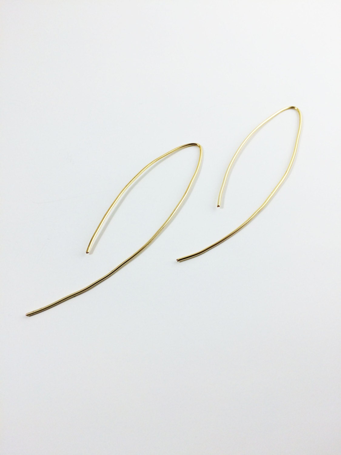 Threader earrings 14k Gold Plated gold wire open hoop