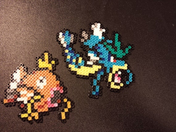 Perler Pokemon Magikarp and Gyarados Bead Sprite Pixel Art