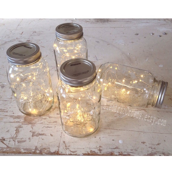 458 New fairy light jars 243 20 fairy lights for Mason jar. Rustic Wedding decor, Led lights   