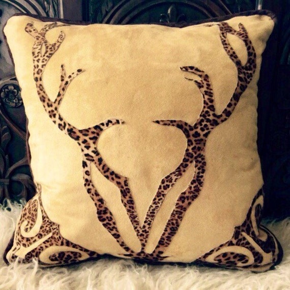 Decorative deer throw pillow accent pillow of microsuede