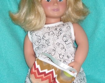 AG Doll Purse, multicolor earth tones with white trim and brown buttons