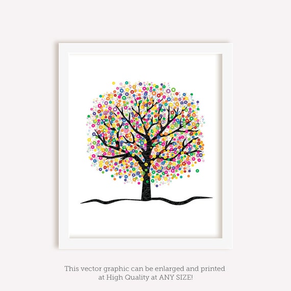 Tree wall art Colorful wall art Nursery printable by BigHlittlei