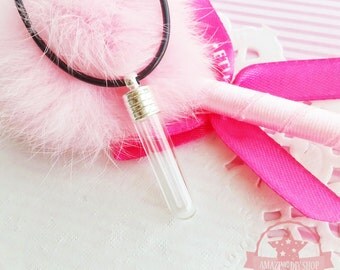 2 pcs Tube 6mm x 28mm Tiny mini Glass Bottles Vials Fillable Pendants Charms ~ T157