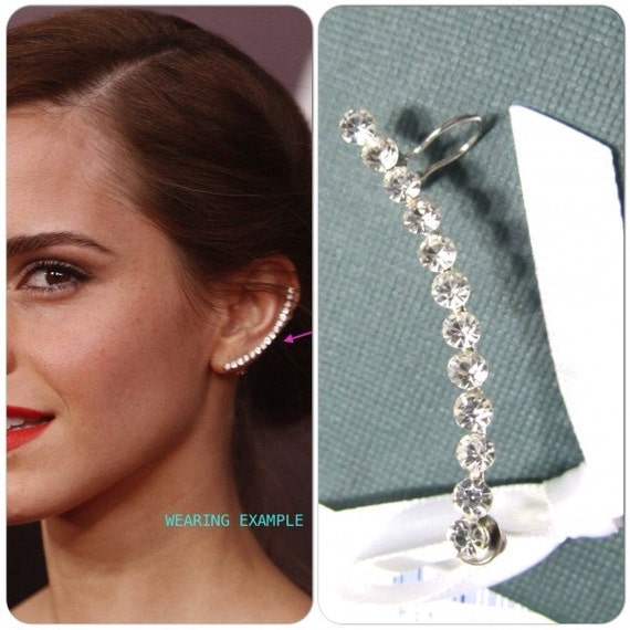 Icy Rhinestone Left Side Ear Cuff Ear Crawler by boadNNcraft