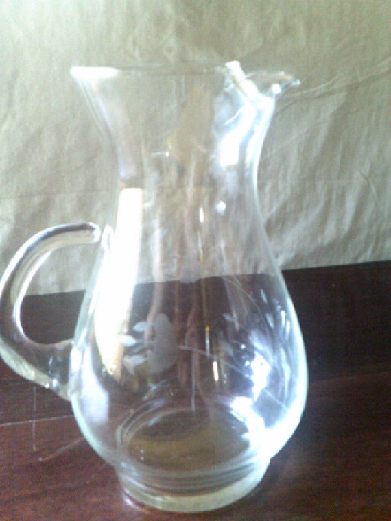 Vintage Princess House Heritage Etched Water Pitcher Jug