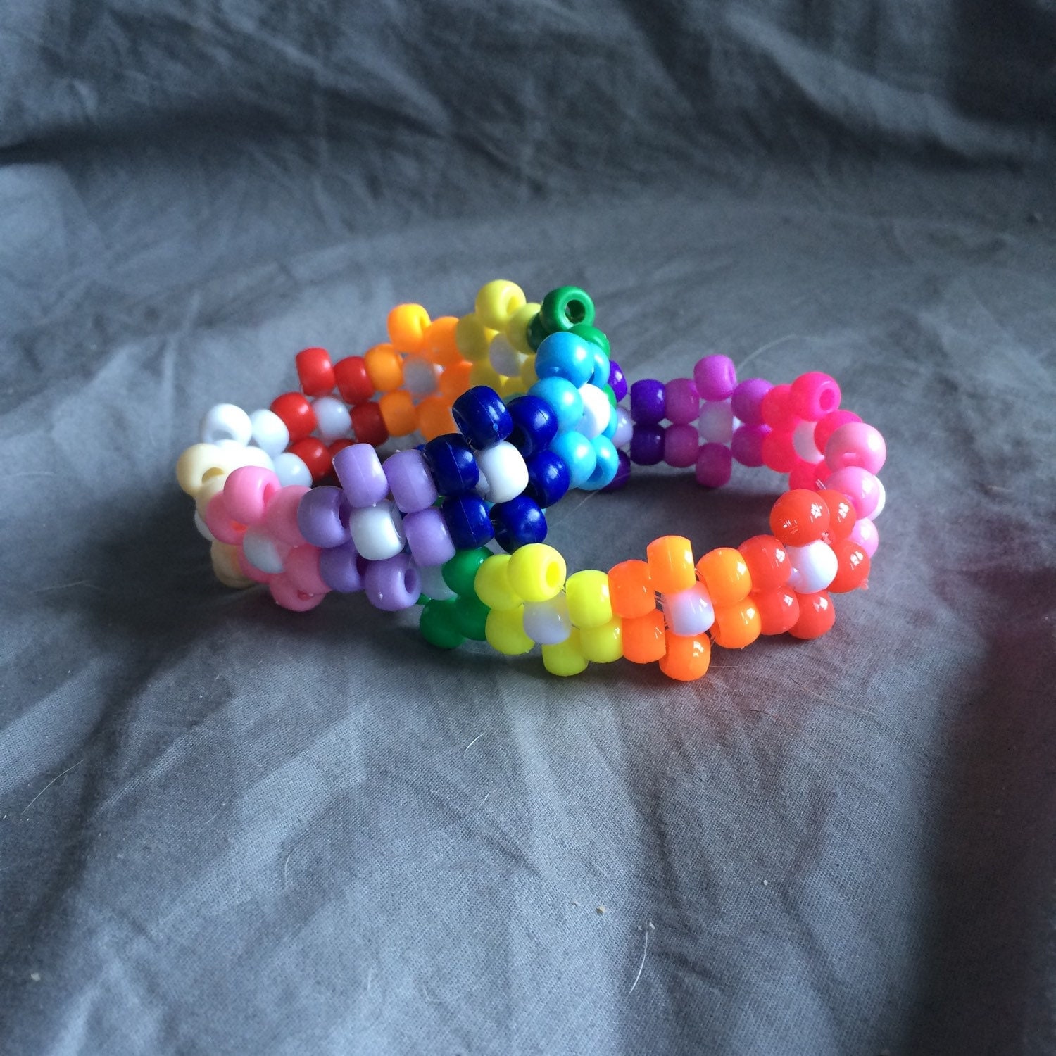 Rainbow kandi flower bracelet