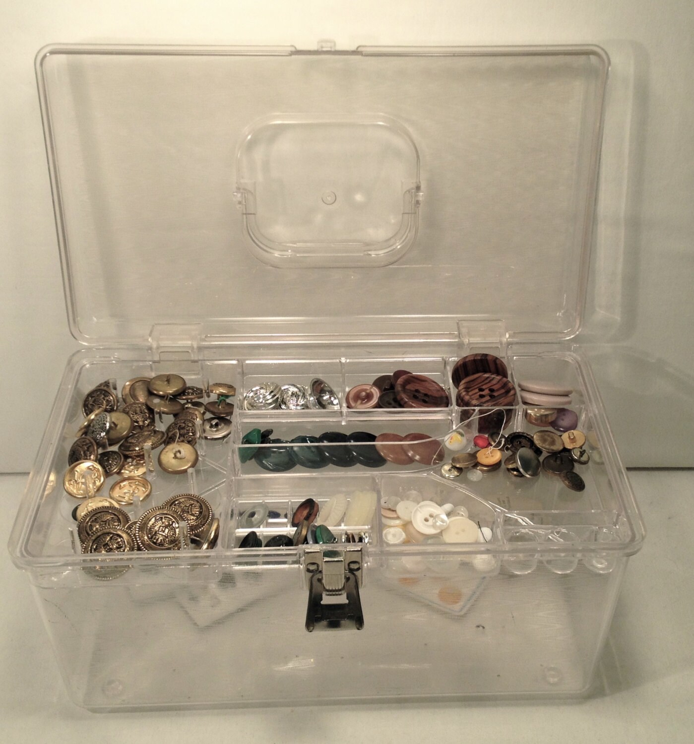Sewing Box Textured Clear Plastic with Removable Segmented